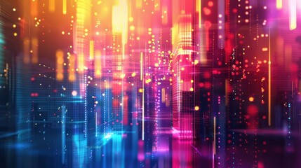 Obraz premium Digital abstract tech glitch glowing colorful background. generative AI image