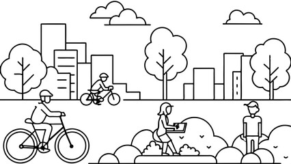 urban-park--an-urban-park-with-people-cycling-and