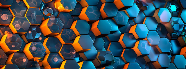 Advanced Hexagonal Pattern in Blue and Orange