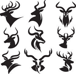 deer set vector silhouette illustration 