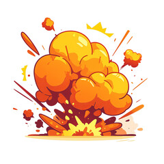 2D cartoon style explosion illustration.