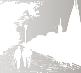 
City drawing silhouette design banner.