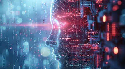 Fototapeta premium 3D illustration artificial neural network digital intelligence. generative AI image