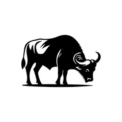 Black color drawing of a buffalo clipart