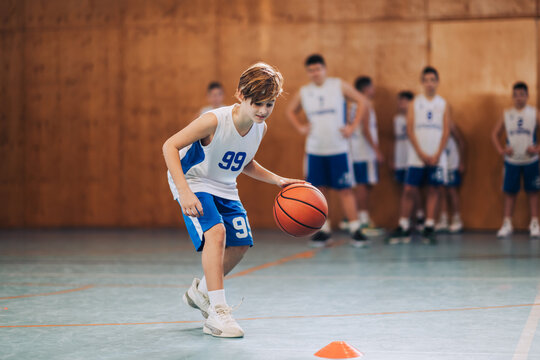 Youth basketball practice session