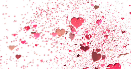 realistic isolated heart confetti on the transparent background for decoration and covering.