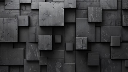 Close-up black wall numerous square blocks