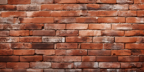 Fototapeta premium Vintage Brick Wall Texture As A Background, Detailed View Of Brick Pattern On Aged Stone Wall Texture Background