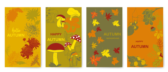set of four posters with autumn gifts