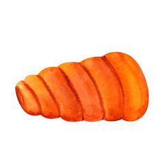 Trdelnk, Chimney Cake, watercolor illustration. For prints on textile and paper, clothes, plates and dishes design, decoration for kitchen, restaurant menus, recipes, cookbook