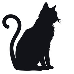 A black cat silhouette with a long tail and pointed ears