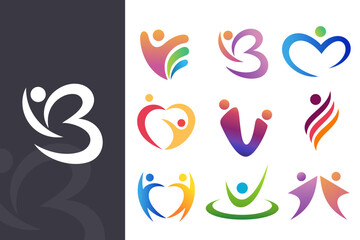 Obraz premium human logo design , charity icon , social and community symbol . vector illustration