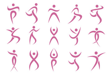 Abstract people logo design. sports, Gym ,fitness, running trainer icon set vector illustration