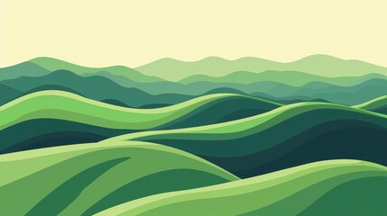 Obraz premium green grass hills in wave pattern with white sky background