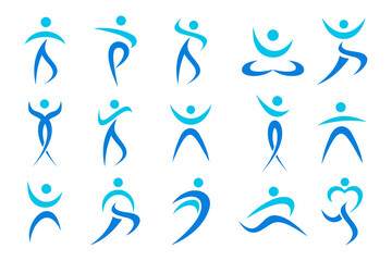 Abstract people logo design. sports, Gym ,fitness, running trainer icon set vector illustration