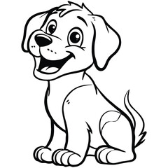 Black and white vector illustration of cute dog