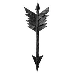Black cardboard arrow white background