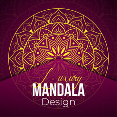 Luxury mandala background with golden arabesque pattern wedding east style.