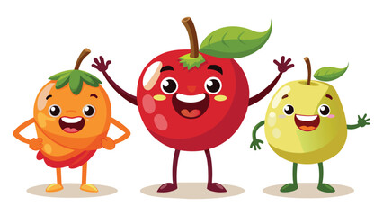 Big Set cute cartoon realistic fruits characters