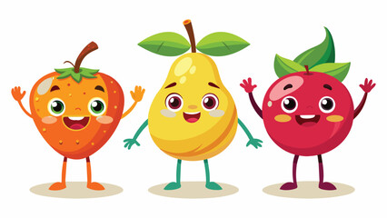 Big Set cute cartoon realistic fruits characters