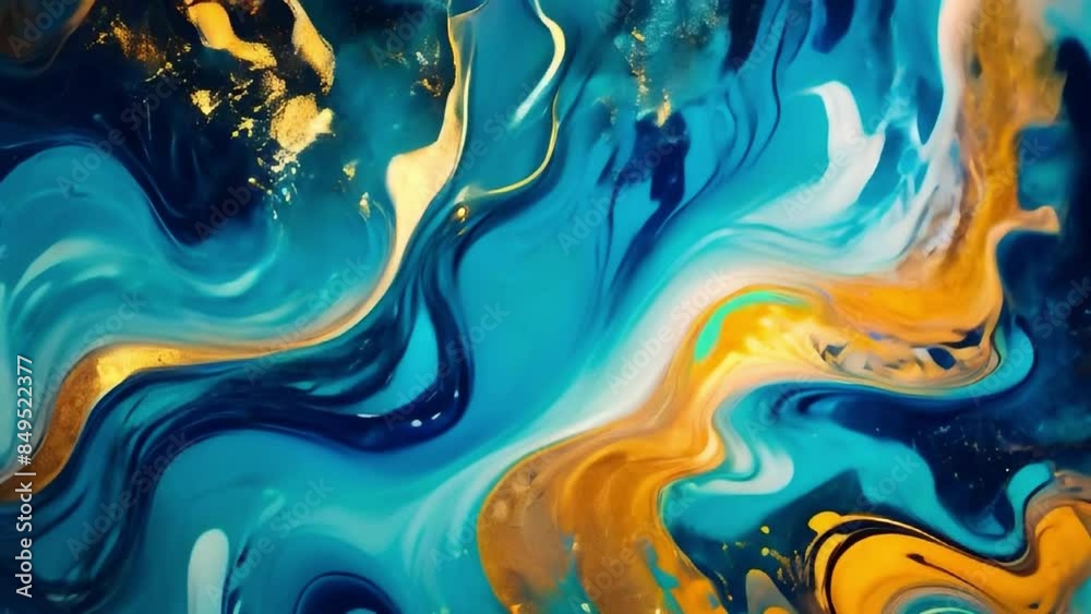 Poster fluid art drawing video, abstract acrylic texture with flowing effect. liquid paint backdrop with ch