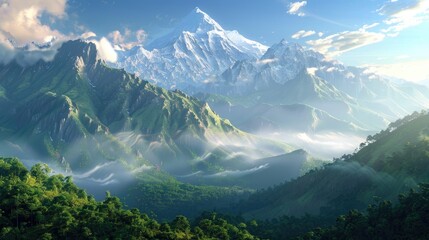 Beautiful mountains enhance the serene ambiance on sunny mornings