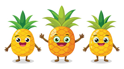 Big Set cute cartoon realistic fruits characters