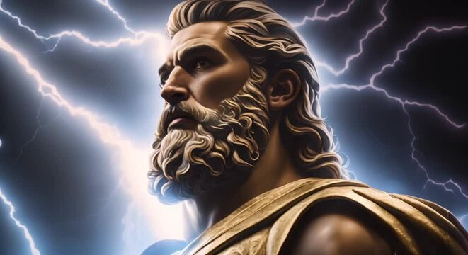 zeus on lightning bolt background