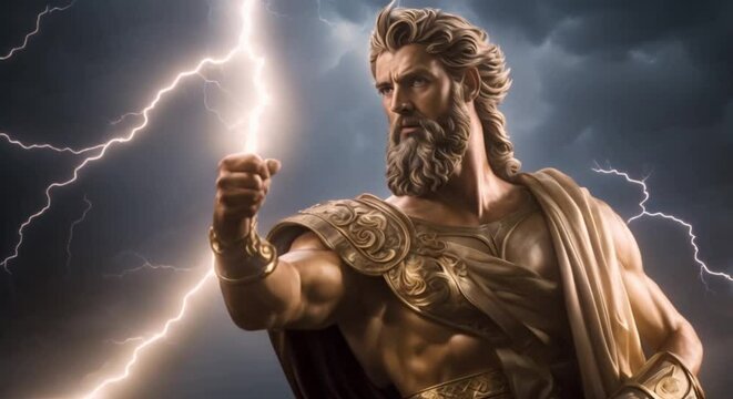 zeus holding a lightning bolt