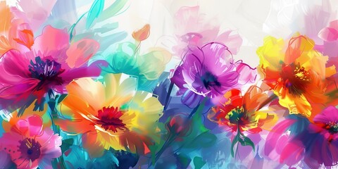 watercolour painting of colourful flowers