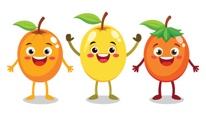Big Set cute cartoon realistic fruits characters