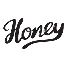 Honey text lettering. Hand drawn vector art.