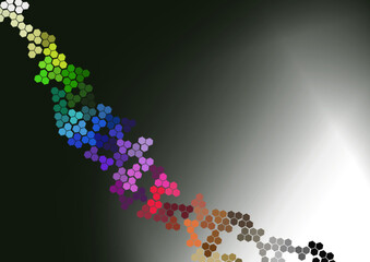 Colored plastics, geometric shapes on a black and white background