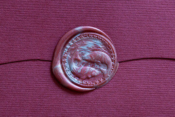 close up of an letter sealing wax stamp