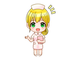 かわいい新米看護師のちびキャライラスト素材