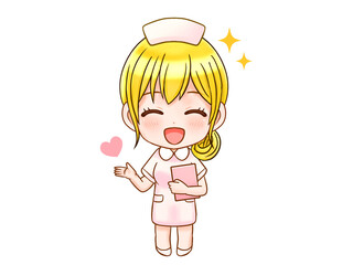 かわいい新米看護師のちびキャライラスト素材2