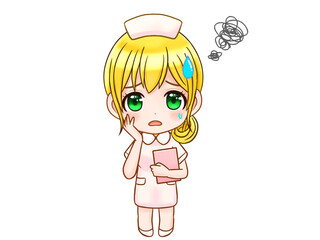 かわいい新米看護師のちびキャライラスト素材4