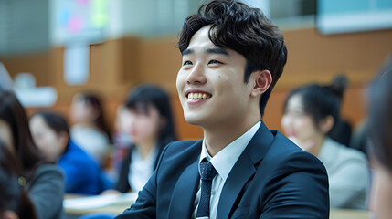 Fototapeta premium asian student man wearing a suit 