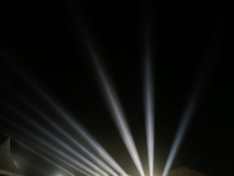 Spotlight bright lights at night concerts. High pressure spotlight.