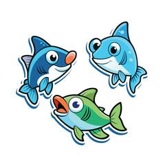vector cartoon style fish with bubble
