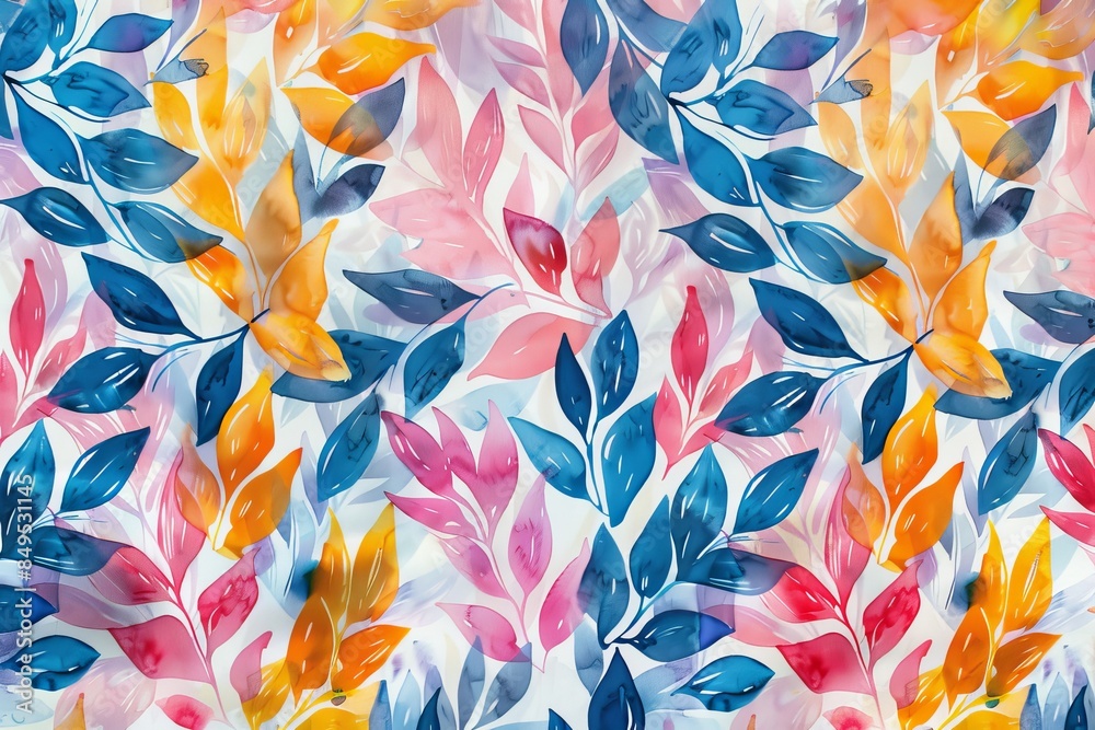 Sticker This seamless watercolor pattern of vibrant leaves is perfect for a best-seller abstract wallpaper or background