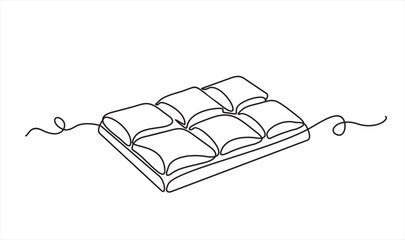 Continuous one line drawing of opened chocolate bar hand drawn vector illustration. Single line drawing. © mitay20