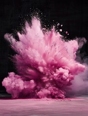 Fototapeta premium Pink smoke and powder is exploding in the air