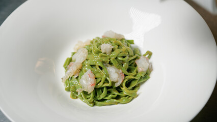 Spaghetti With Shrimps Gourmet Dish 