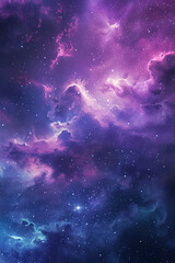 Fototapeta premium space galaxy background with nebula clouds and distant stars, purple and blue tones