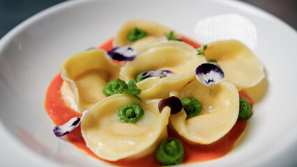 The Position Of Purple Flowers On The Pasta 