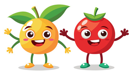 Big Set cute cartoon realistic fruits characters