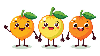 Big Set cute cartoon realistic fruits characters