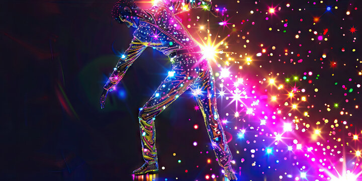 Fashion (Disco Fashion): A figure wearing disco attire, symbolizing the glamorous fashion of the disco era