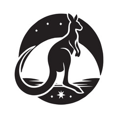 Kangaroo Silhouette Vector Art Illustration